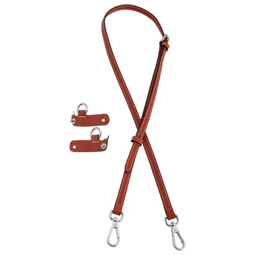 Image of Bag Leather Strap Replacement Adjustable Crossbody Shoulder Straps for XS MINI Pouch, No Damage Conversion Kits Accessories (MINI-Chestnut Brown-Silver)