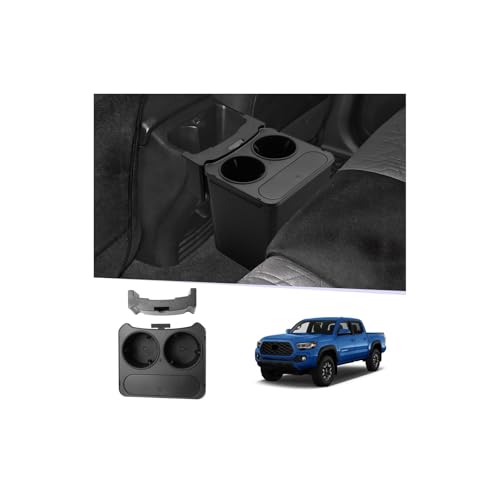 Image of LUWU Tacoma Trash Can Compatible with 2010-2020 2021 2022 2023 Toyota Tacoma Accessories Trash Bin [with 2 Cup Holders] Extra Rear Storage Box Garbage Cans Trashcan