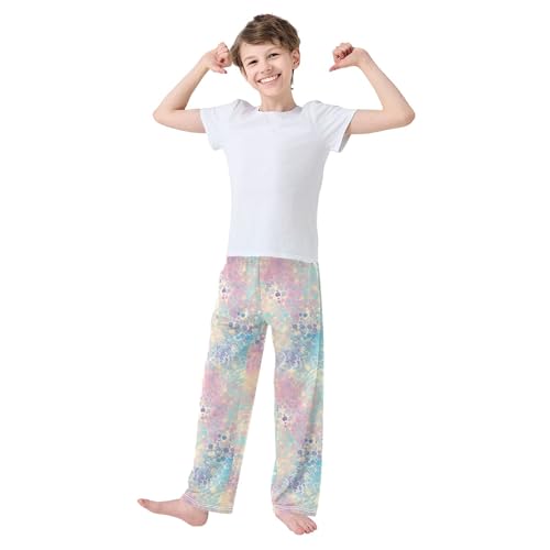 Glitter Texture Long Pajama Pants Elastic Waist PJ Bottoms with Pockets S A1105683