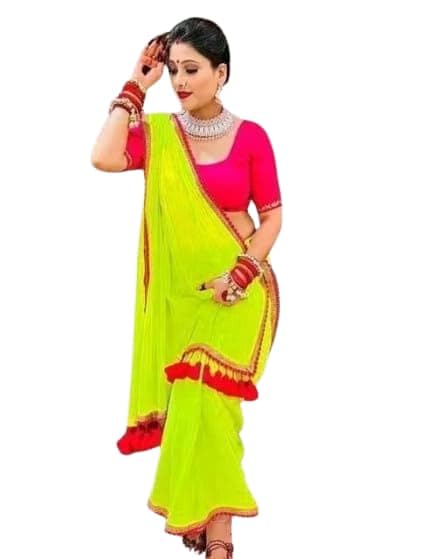 SOFT GEORGETTE SAREE EMBROIDERED LESS ATTACHED WITH BLOUSE GREEN1-picture-41