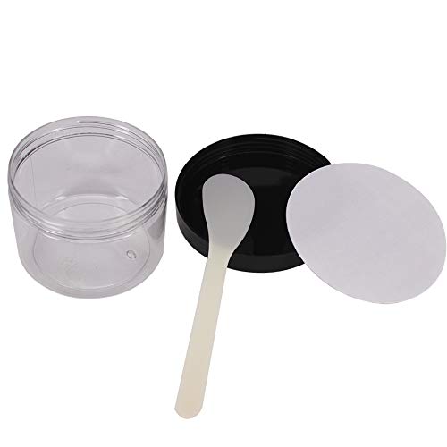 12 Pack 8 OZ Clear Plastic Jars With Black Lids, A Spatula, A Pen & Labels - BPA Free PET Container for Cosmetics, Cream, Bathroom, Kitchen & Travel Plastic Slime Storage Jars4