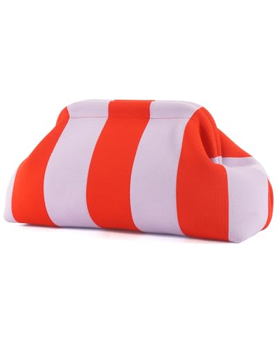 Image of Woven Clutch Purses for Woman,Summer Beach Purse for Vacation, Woven Striped Dumpling Bag,Crochet Evening Handbag