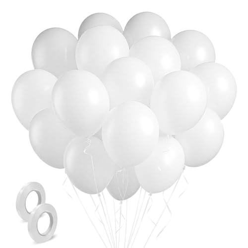 Image of White Balloons Latex Birthday Decorations 100 Pack 12 inch Round Ballons for White Themed Engagement Bachelorette Bridal Shower Wedding Graduation Party 4th of July Decorations Independence Day