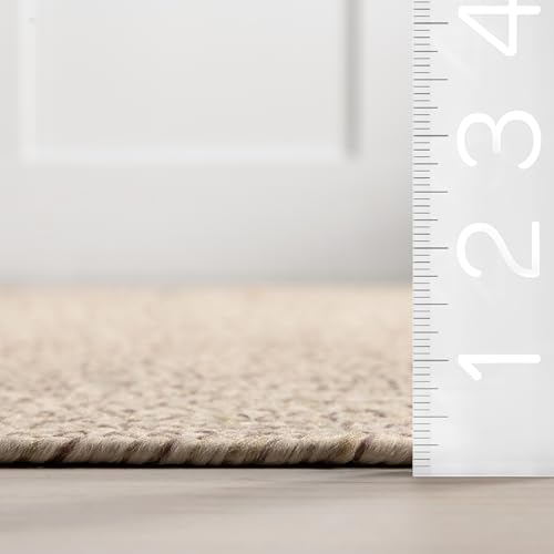nuLOOM Oval 3' x 5' Solid Hand Braided Indoor/Outdoor Area Rug, Pet-Friendly, High Traffic, Weather Resistant, for Patio, Balcony, Bedroom, Living, Dining Room, Wynn Tan by nuLOOM - Used condition - US$26.46