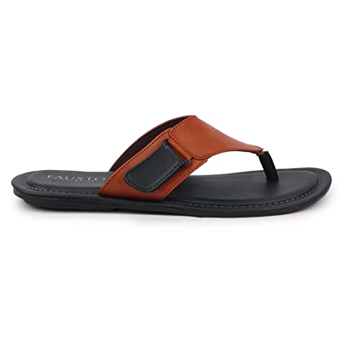 Image of FAUSTO Mens Slip On Sleek Desgined Casual Flip-Flops | Indoor & Outdoor Thong Slippers With Buckle Strap