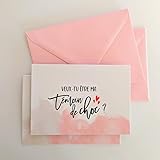  ¿Quieres ser mi testigo de choque  Tarjeta de boda + sobre rosa  Anuncia Boda, Regalo de testigo Boda  TE Whaka (paquete 3 tarjetas + 3 sobres)