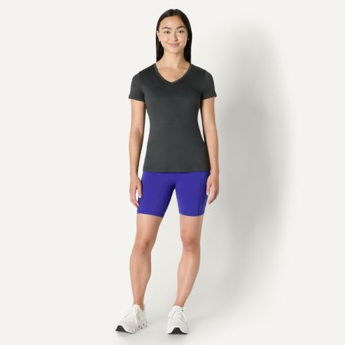 Image of Amazon Essentials Women's Active Quick Dry Tech Stretch Short-Sleeve V-Neck T-Shirt (Available in Plus Size), Pack of 2