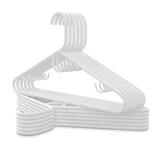Neaties Heavy-Duty Plastic Hangers White (12, 24, 36 Packs) With Strap Hooks - Non-Slip Heavy-Duty Plastic Clothes Hangers With Accessory Hook For Suits, Coats, Dress, Shirts, Or Belts (24 Pack) #TOP1