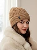 Gorro de inverno macio e quente forrado com lã – Chapéu de esqui de malha unissex, boné com punho, Verde, Tamanho �nica