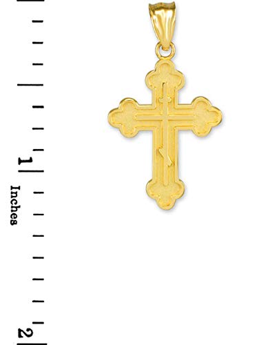 Certified 10k Gold Eastern Orthodox Cross Charm Pendant (Yellow-Gold)2