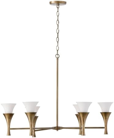 Capital Lighting 455761ML Nola Candlesleeve Design Soft White Glass Chandelier, 6-Light 360 Total Watts, 24" H x 34" W, Mystic Luster