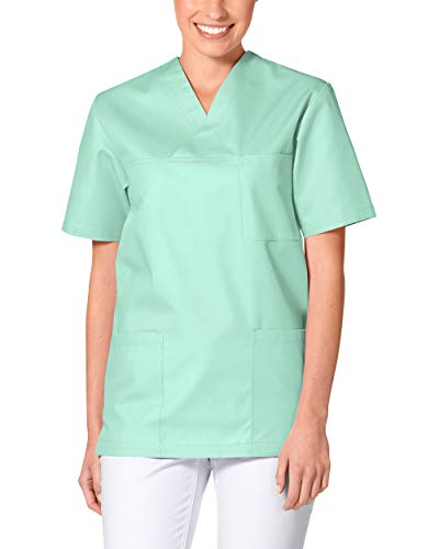CLINIC DRESS Schlupfkasack - Unisex Kasack Damen und Herren bunt für Pflege und Altenpflege, Kurzarm und Brusttasche, 95 Grad Wäsche Opal, XL