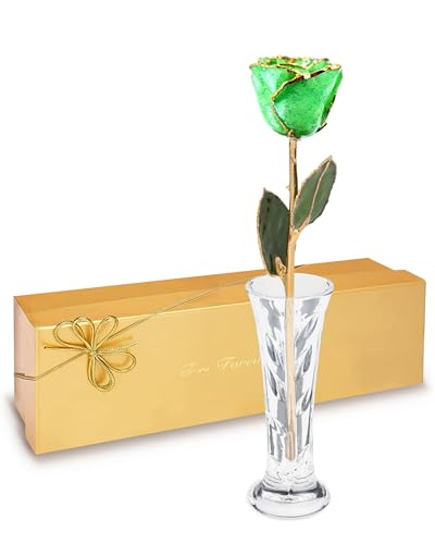 Forever Rose Hand-Dipped in 24K Gold, Peridot-Inspired August Birthstone with