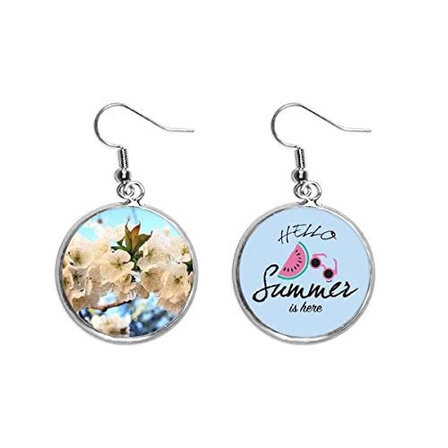 Pendientes de sandía con flores blancas hermosas para el lóbulo