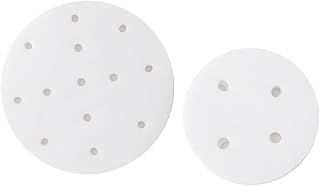Multi-function round Steamer Paper Liners 7.5cm 14cm, Disposable Perforated Silicone Oil Bbq Baking Sheets, 200pcs for Household Steaming and Grilling