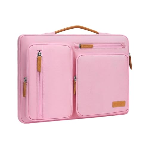 MOSISO 360 Protective Laptop Case 15 inch, 15 inch Laptop Sleeve Compatible with MacBook Air M4 M3 M2 2025 2024 2023, Dell XPS Plus, Side Open Carrying Case with 4 Zipper Pockets&Handle, Pink