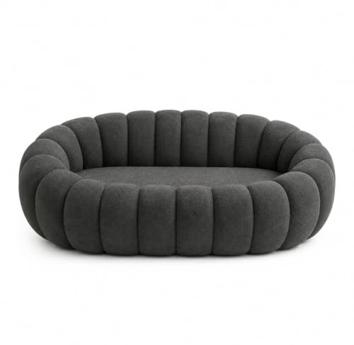 Image of CRAFTCITY Contemporary 6 Seater Sectional Pumpkin Sofa Set with Matching Pillows, Ergonomic Upholstered Living Room Couch Set