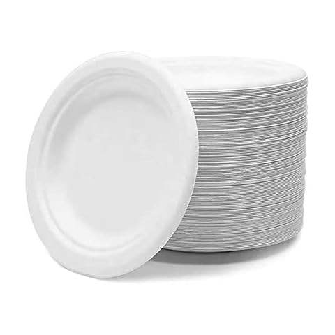 1ABOVE 50 Pack Compostable Bagasse Plates Cover