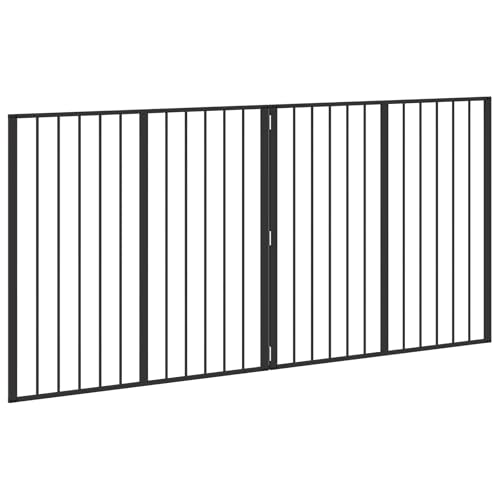 vidaXL Hundegitter 2 Stück Schwarz 100 x 100 cm Verzinkter Stahl Verstellbarer Hundeplatz Indoor Pen Wohnzaun Modulares Haustier Sichere Barriere für Spielplatz-8