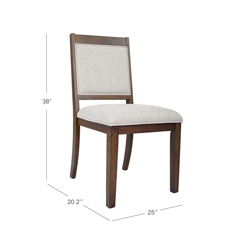 Image of HomePop Open Back Upholstered Wood Frame Dining Chairs -Neutral Textured Solid (Set of 2)