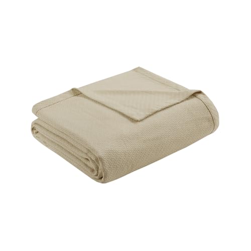 Image of Madison Park Liquid Cotton Luxury Blanket Premium Soft Cozy 100% Ring Spun Cotton For Bed , Couch or Sofa, Full /Queen, Linen