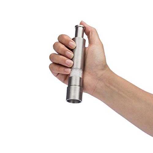Grind Gourmet Salt and Pepper Grinder Set of 2 with Modern Thumb Push Button Red Grinder, Premium Stainless Steel, for Black Pepper, Sea Salt and Himalayan Salt, With Stand, Peppermill are Refillable by Grind Gourmet - Image 3