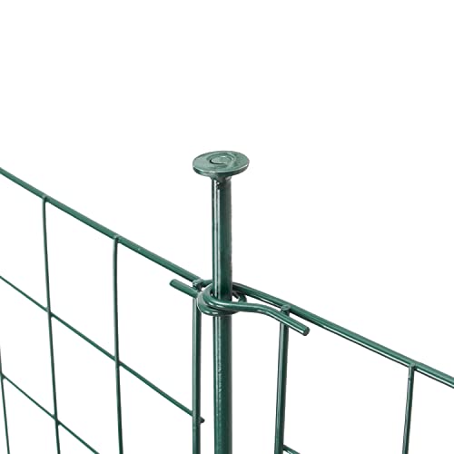 Cecaylie Gartenzaun 5x Teichzaun Komplettset Metall Gartenzäune konkave Zäune 6 feste Geländer - Zaun für den Garten, Unterbogen Gitterzaun Set Länge 7,5 m Metallzaun Grün