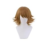 Cosplay Wig Anime Danganronpa Chihiro Fujisaki Cosplay Wig Dangan Ronpa Short Golden Brown Heat Resistant Synthetic Hair Wigs + Wig Cap