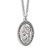 Saint Christopher Pewter Travel Medal Pendant 1 Inch Oval on 24 Inch Stainless Steel Chain Gift