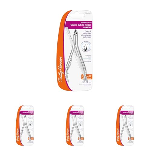 Sally Hansen Beauty Tools - Nip'em Neat Classic Cuticle Nipper & Pusher 1/2 Jaw (Pack of 4)