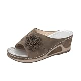 Womens Sandals Flower Open Toe Wedge Platform Sandal Dressy Summer Slides Comfortable Walking Shoes Soft Casual Orthopedic Platforms Heeled Bohemia Sandalias Hollow Out 3D Floral Leather Insole