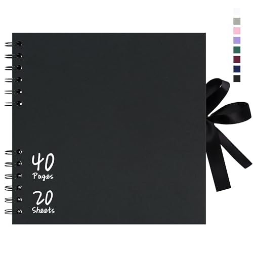 Vienrose 8x8 Inch Scrapbook Album, Small Photo Album DIY Scrapbook Black Thick Kraft Paper Memory Book, Scrap Book Photo Albums for Couple Baby Wedding Family