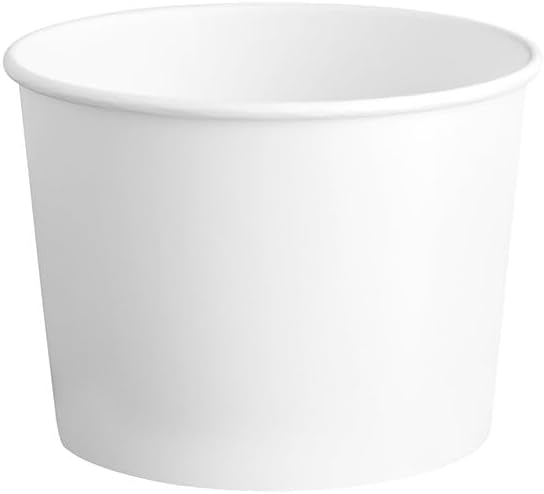 White Poly-Coated Paper Food Container, 64 oz, Round, 6.5 Inch Top Diameter, Plain Design, 150 per Case