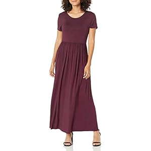 Amazon Essentials Women’s Short-Sleeve Waisted Maxi Dress (Available in Plus Size)