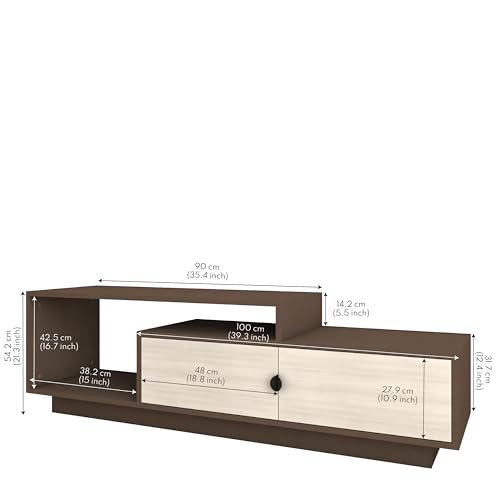 Image of Caspo TV Unit with Storage | Engineered Wood TV Entertainment Unit | Installation Type - DIY(Do-It-Yourself) | Colour - Mocha Brown & Acacia