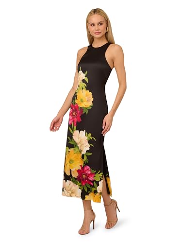 Adrianna Papell Women's Printed Satin Midi Dress