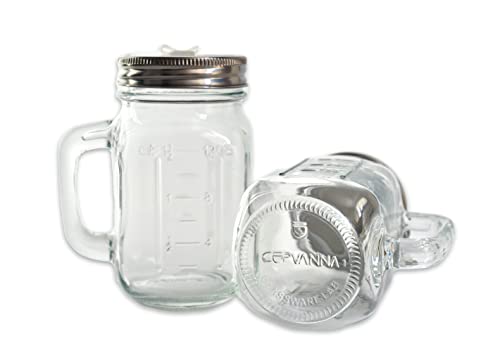Cupvanna | Mason Jar Mugs With Stainless Steel Lids And Straws And Straw Cleaning Brush | Regular Mouth Mason Jar Glasses With Handle | Stainless Steel Lids & Straws | Cleaning Brush (16 Oz, 4 Sets) #TOP3