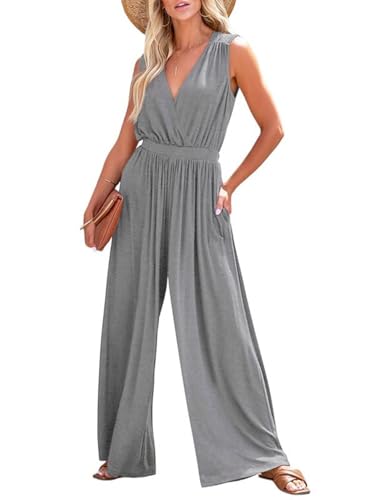Mono para mujer de cuello V sin mangas: la prenda suelta ideal para tus días de verano