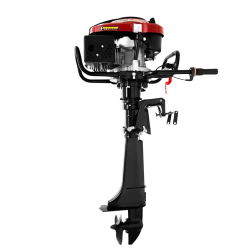 4 Stroke 7 HP Outboard Motor Boat Engine,196CC Gas Powered Heavy Duty Fishing Boat Motor Long Shaft Marine Engine with Air Cooling System & TCI Ignition System for Inflatable Boat,Kayak,Rubber Boat