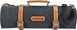 14-PocketKnife Roll - Canvas Leather Chef Knife Bags with Holders