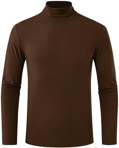 Mens Turtleneck Shirts Long Sleeve Thermal Undershirts Stretch Slim Fit Basic Tops