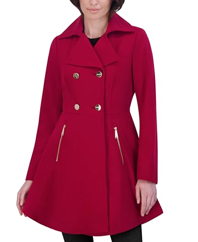 Laundry by Shelli Segal Women's Double Breasted Melton Fit and Flare Wool Coat