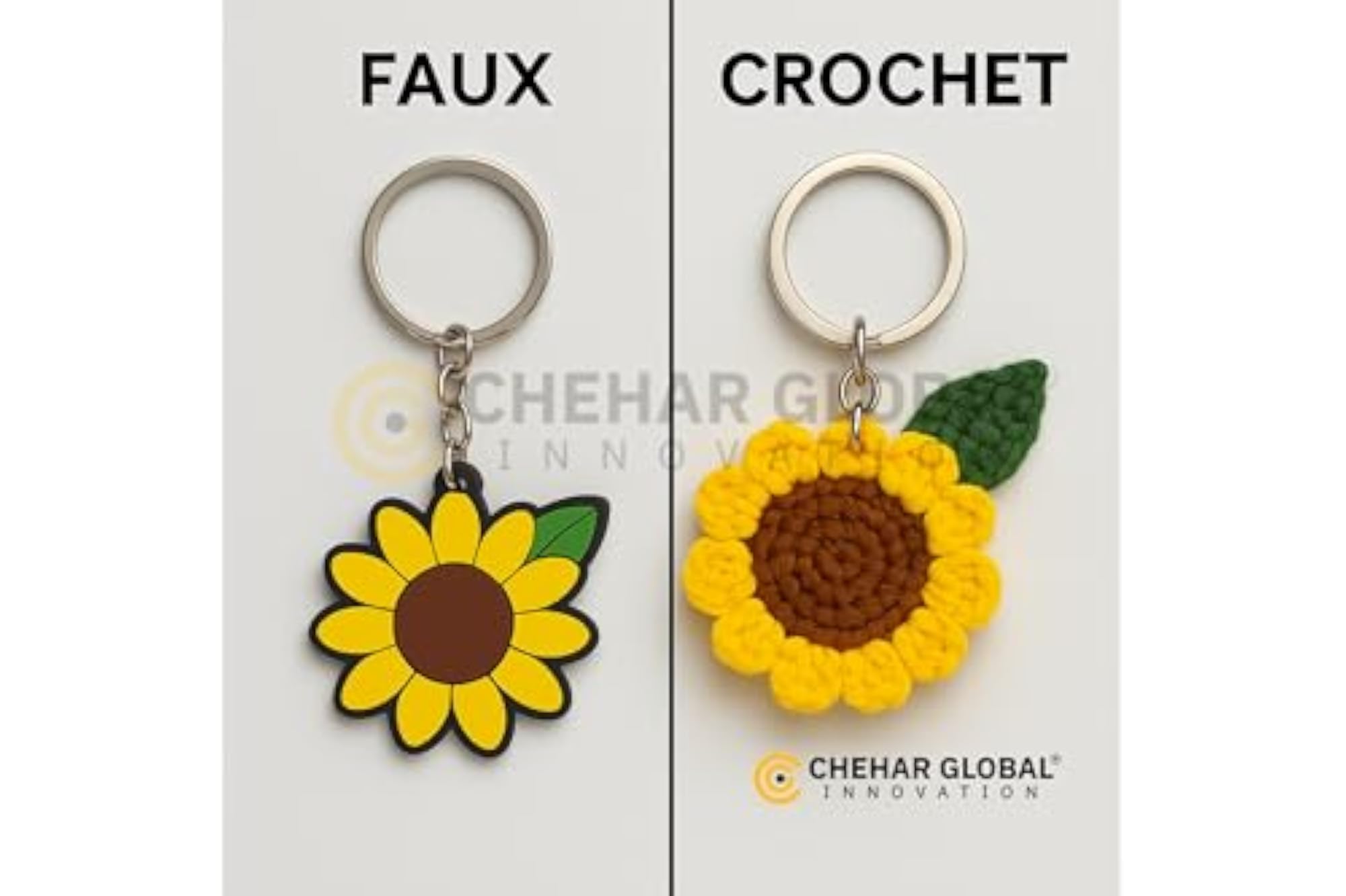 Crochet Sunflower Keychain, Decorative Charm for Bags