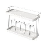 Bottle Drying Rack for Kitchen Countertop - 2 Tiers Cups Storage Stand with Drainage, Space Saving Water Bottle Drying Rack with Removable Receving Tray, for All Kinds of Bottles and Cups