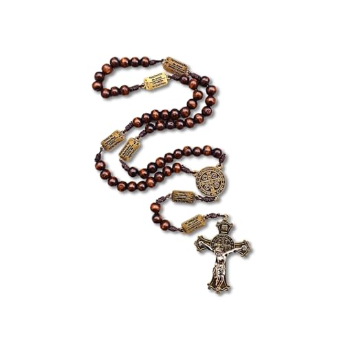 Terço Da Contemplação Dos Mistérios Em Madeira Com Medalhas De Sã...