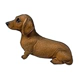 FUTUREORYY Estatua de Perro Salchicha Realista de Figurita Decorativa Resistente y Portátil para Jardín y Oficina Adorno de Cachorro Simulado para