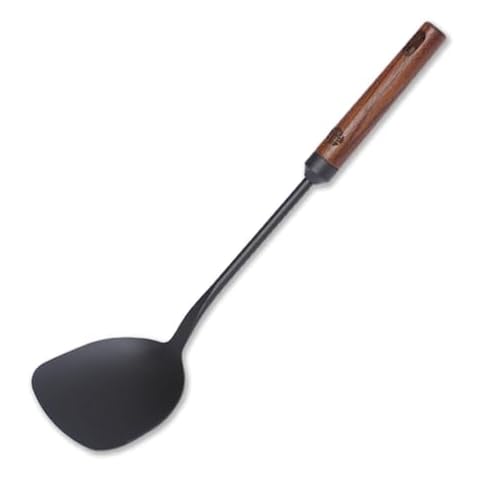 WANGYUANJI Spatula Chinese Iron Spatula Traditional Wok Spatula with Wooden Handle for Asian Wok Iron Turner Cover
