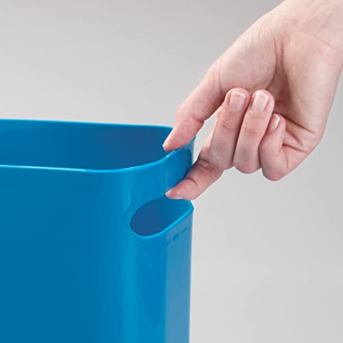 Mdesign Plastic Slim Large 2.5 Gallon Trash Can Wastebasket, Classic Garbage Container Recycle Bin For Bathroom, Bedroom, Kitchen, Office, Outdoor Waste, Recycling - Aura Collection - Cornflower Blue #TOP4