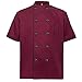 TopTie Short Sleeve Chef Jacket Kitchen Cook Coat Stripe Uniforms-Red-M