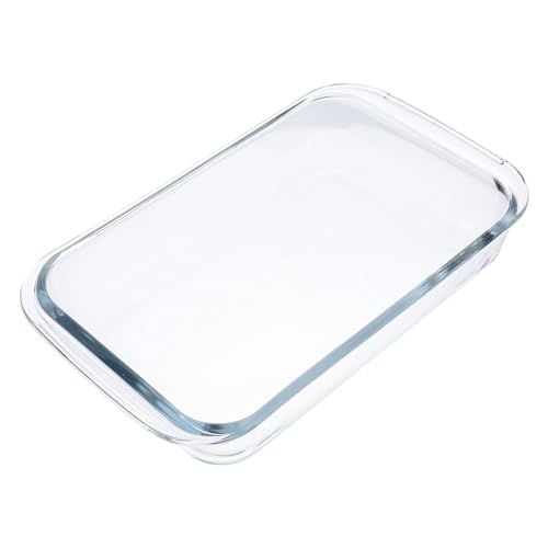 BESPORTBLE Plato de Vidrio Templado Resistente al Calor para Hornear Bandeja Rectangular Grande 1L Apta para Microondas y Horno Bandeja de Cocción Segura y Fácil de Limpiar para Cocina